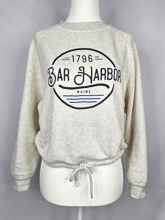 Gotkeys Tops - Gotkeys | Bar Harbor Maine Graphic Sweatshirt | Drawstring Hem | Gray | Size S